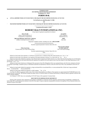 Thumbnail Robert Half 10-K Annual Report 