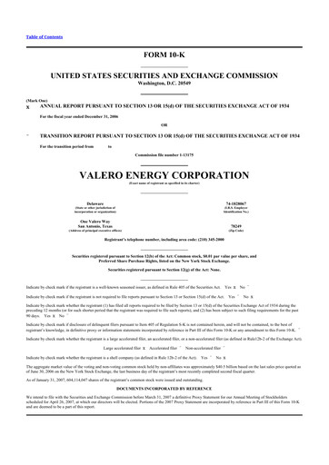 Thumbnail Valero Energy 10-K Annual Report 