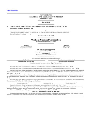 Thumbnail Westlake Corporation
 10-K Annual Report 