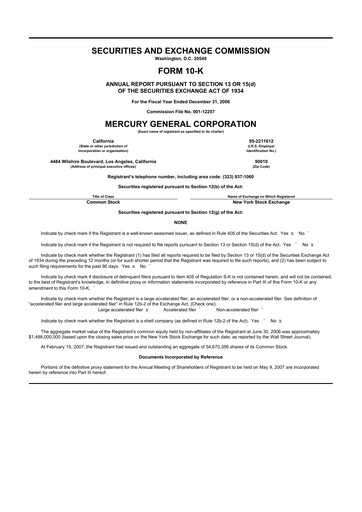 Thumbnail Mercury General
 10-K Annual Report 