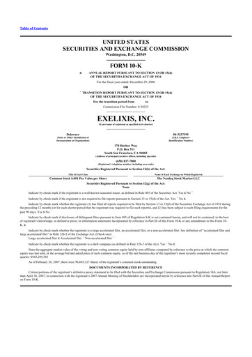 Thumbnail Exelixis 10-K Annual Report 