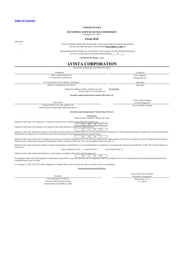 Thumbnail Avista
 10-K Annual Report 