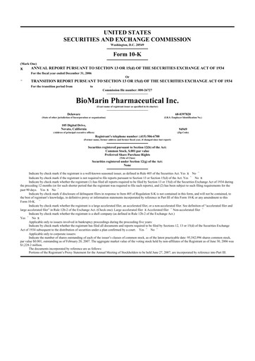 Thumbnail BioMarin Pharmaceutical 10-K Annual Report 