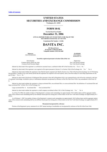 Thumbnail DaVita 10-K Annual Report 