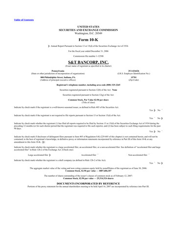 Thumbnail S&T Bancorp 10-K Annual Report 