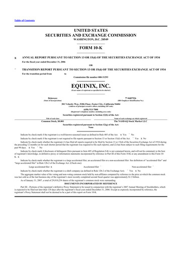 Thumbnail Equinix 10-K Annual Report 