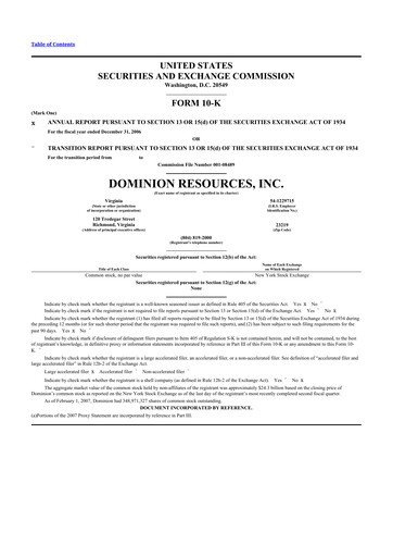 Thumbnail Dominion Energy 10-K Annual Report 