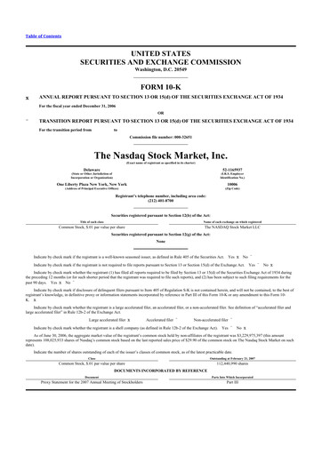 Thumbnail Nasdaq 10-K Annual Report 