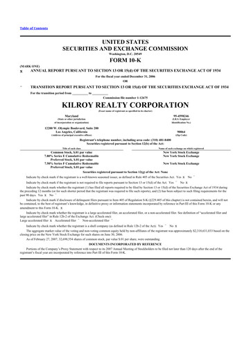 Thumbnail Kilroy Realty 10-K Annual Report 