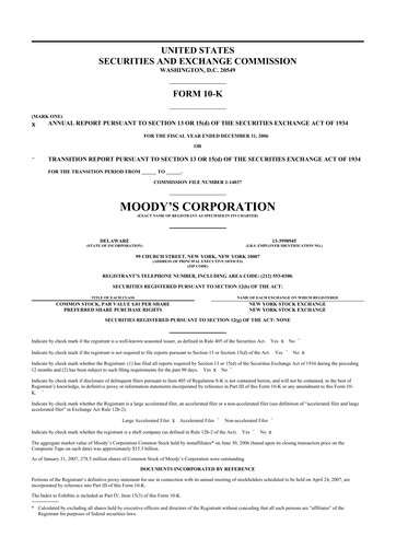 Thumbnail Moody's 10-K Annual Report 