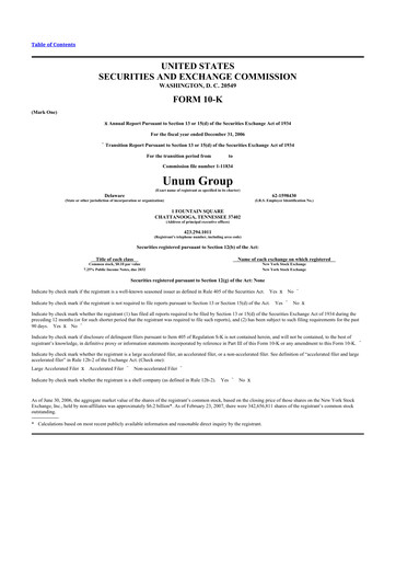 Thumbnail Unum 10-K Annual Report 