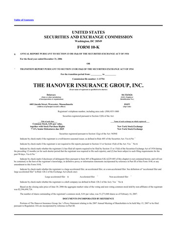 Thumbnail Hanover Insurance Group 10-K Annual Report 
