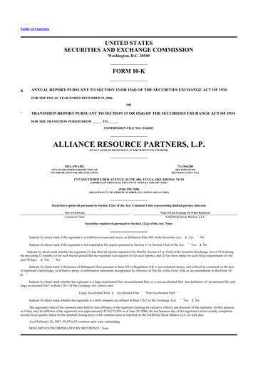 Thumbnail Alliance Resource Partners 10-K Annual Report 