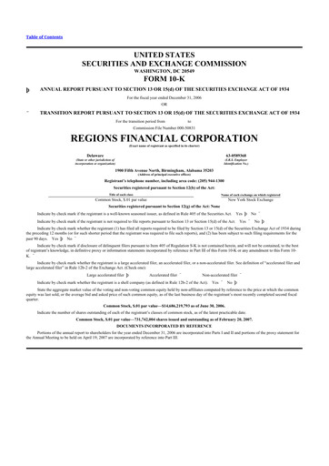 Thumbnail Regions Financial
 10-K Annual Report 