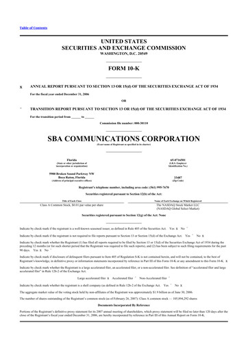 Miniature SBA Communications 10-K Rapport annuel 
