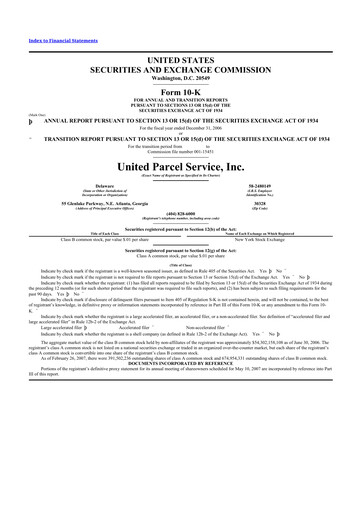 Thumbnail United Parcel Service 10-K Annual Report 