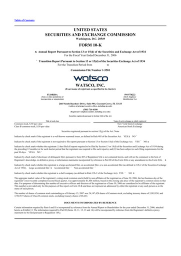 Miniature Watsco
 10-K Rapport annuel 