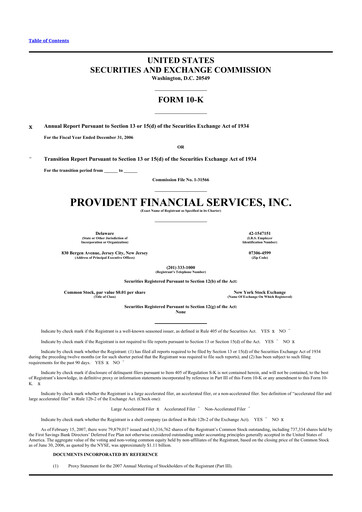 Thumbnail Provident Financial Services 10-K Annual Report 