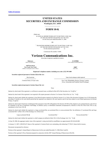 Thumbnail Verizon 10-K Annual Report 