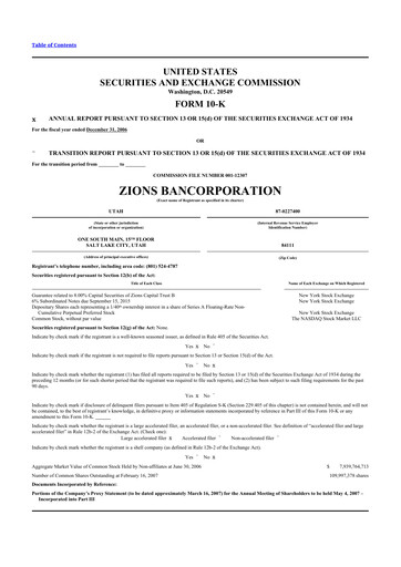 Thumbnail Zions Bancorporation
 10-K Annual Report 