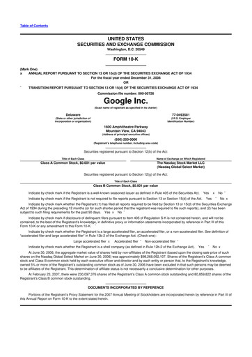 Vorschaubild Alphabet (Google) 10-K Jahresbericht 