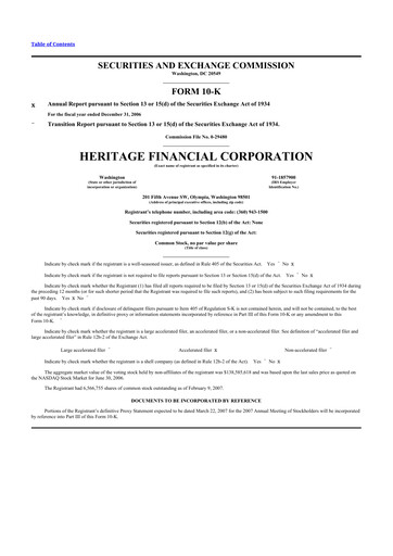 Thumbnail Heritage Financial 10-K Annual Report 