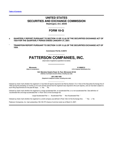 Thumbnail Patterson Companies
 10-Q Quarterly Report FY 