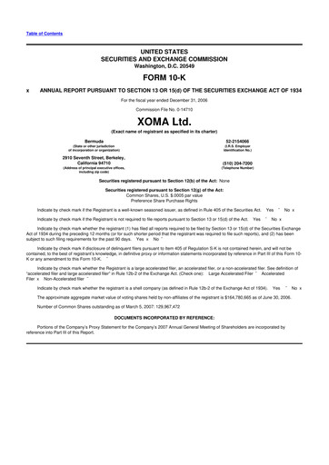 Thumbnail XOMA Royalty 10-K Annual Report 