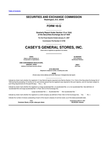 Thumbnail Casey's General Stores
 10-Q Quarterly Report FY 