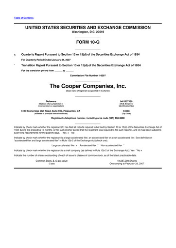 Vorschaubild Cooper Companies 10-Q Quartalsbericht  