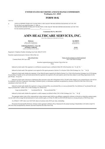 Thumbnail AMN Healthcare Services 10-K Annual Report 