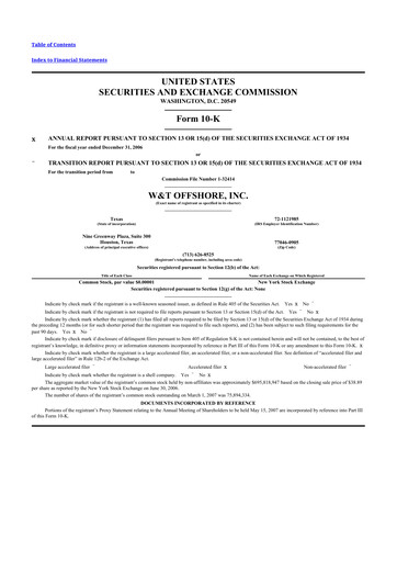 Thumbnail W&T Offshore 10-K Annual Report 