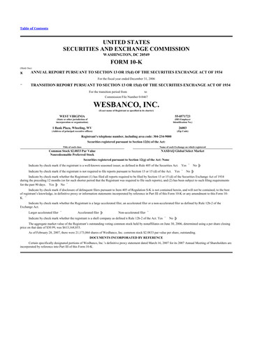 Thumbnail WesBanco 10-K Annual Report 