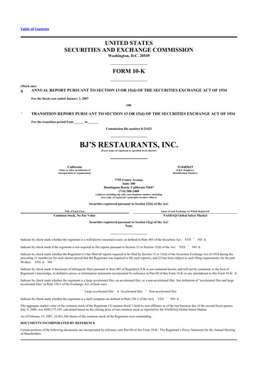 Thumbnail BJ's Restaurants
 10-K Annual Report 
