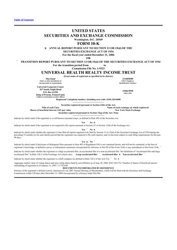 Thumbnail Universal Health Realty Income Trust 10-K Annual Report 