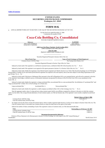 Thumbnail Coca-Cola Consolidated 10-K Annual Report 