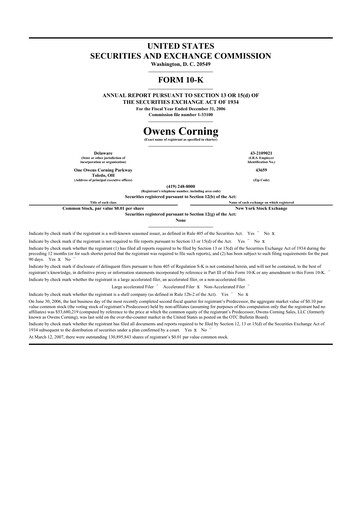 Thumbnail Owens Corning
 10-K Annual Report 