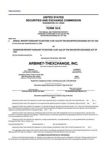 Thumbnail Arbinet 10-K Annual Report 
