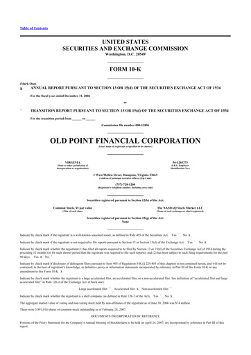 Thumbnail Old Point Financial 10-K Annual Report 
