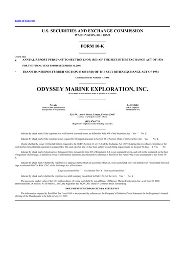 Thumbnail Odyssey Marine Exploration 10-K Annual Report 