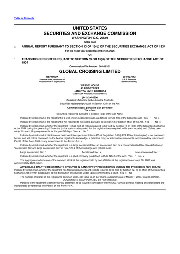 Thumbnail Global Crossing 10-K Annual Report 
