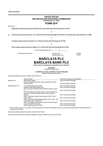 Thumbnail Barclays 20-F Annual Report 