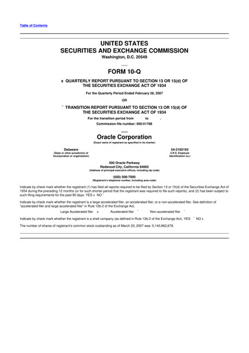 Thumbnail Oracle 10-Q Quarterly Report FY 