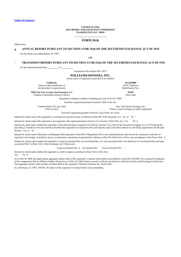 Thumbnail Williams-Sonoma 10-K Annual Report 