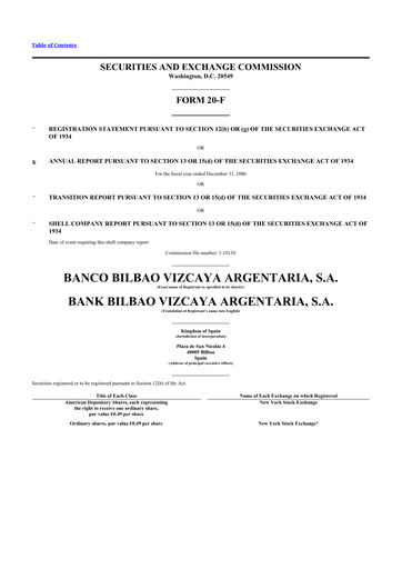 Thumbnail Banco Bilbao Vizcaya Argentaria 20-F Annual Report 