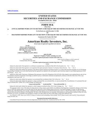 Thumbnail American Realty Investors 10-K Annual Report 