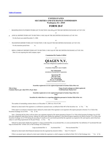 Thumbnail Qiagen  20-F Annual Report 