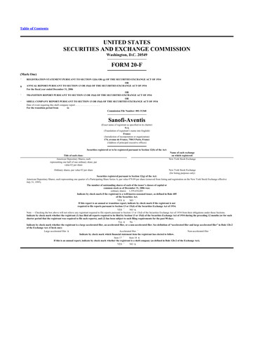 Thumbnail Sanofi 20-F Annual Report 