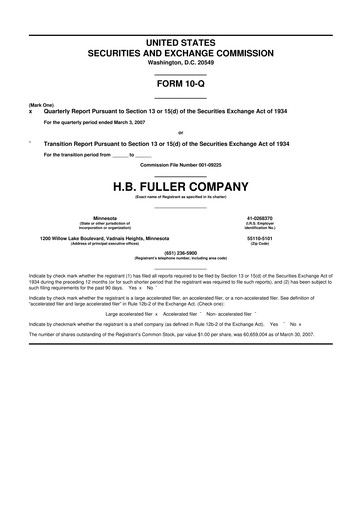 Thumbnail H.B. Fuller
 10-Q Quarterly Report FY 
