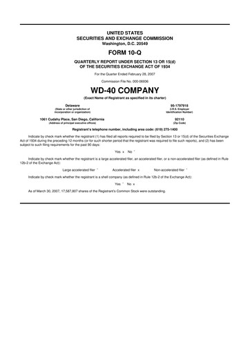 Thumbnail WD-40 Company
 10-Q Quarterly Report FY 